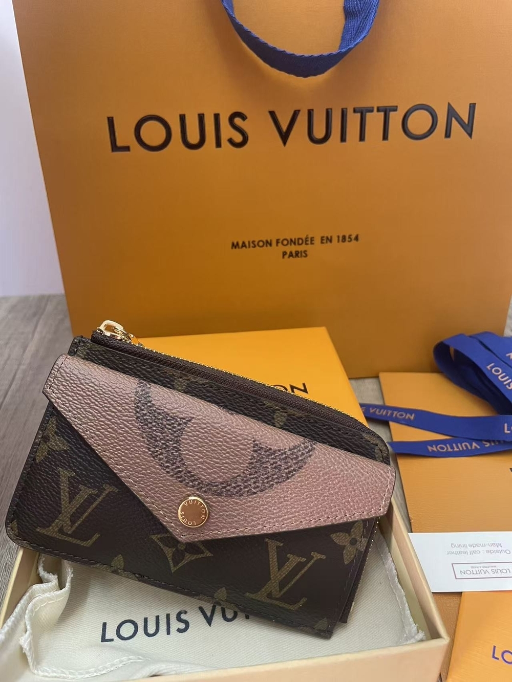 Louis Vuitton Monogram Canvas Wallet with Pink Accent Flap